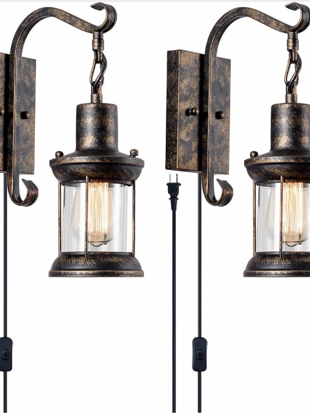 Amazon Bronze Finish Plug-In Wall Lantern Sconce (Pair)